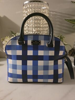 Kate Spade Blue Gingham Dome Satchel